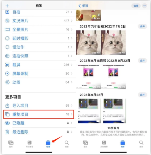 潭牛镇苹果手机维修分享iOS 16 中相册重复项目功能使用方法 